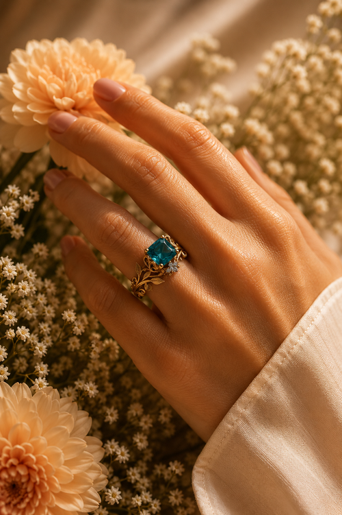 Anello Floreale con Zaffire Blu Imperiale™