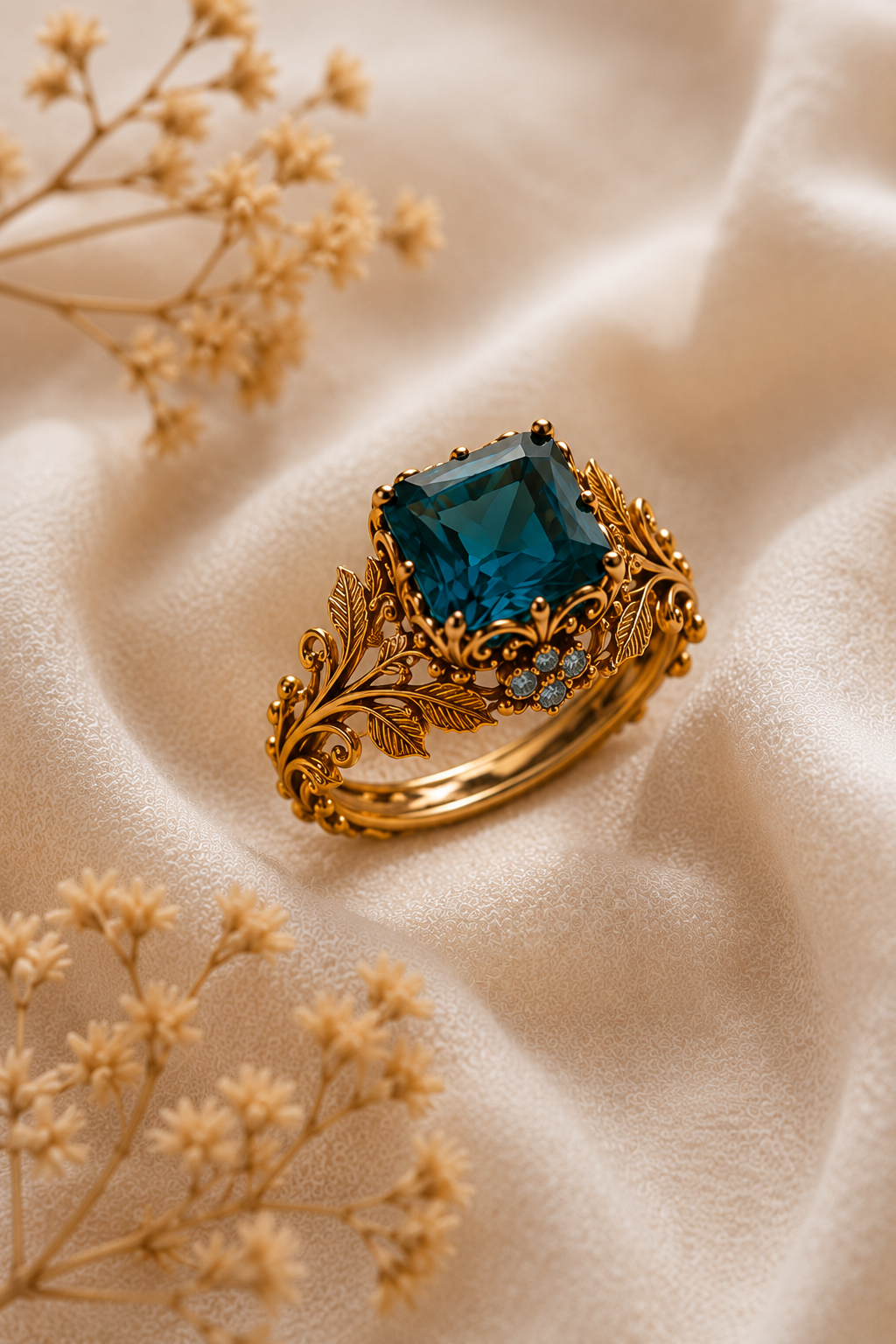 Anello Floreale con Zaffire Blu Imperiale™