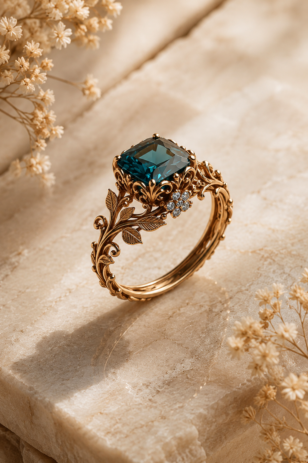 Anello Floreale con Zaffire Blu Imperiale™